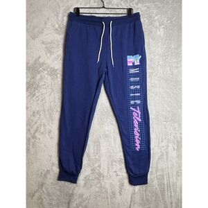 MTV Music Television Pants Mens 3XL Blue Retro Graphic Joggers Drawstring Lounge